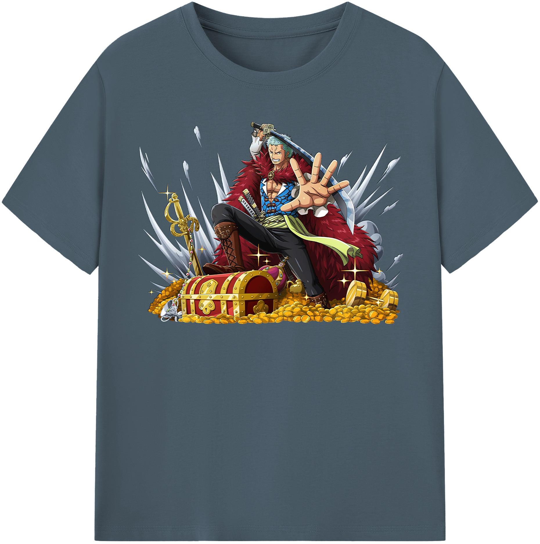 ワンピース ロロノア・ゾロ ONE PIECE Roronoa Zoro 綿100％半袖Tシャツ（フロントプリント）